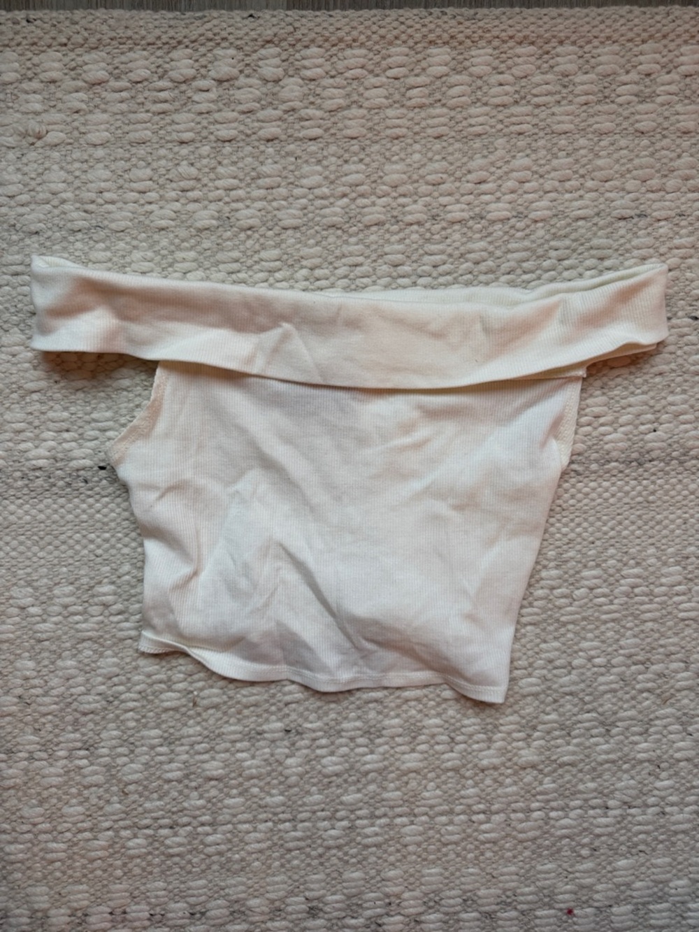 Urban Outfitters Cream Ribbed Off-Shoulder Top